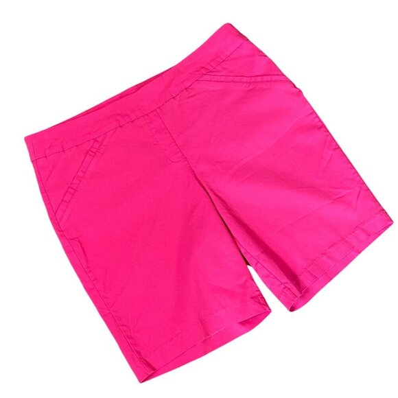 Coral Bay Pink Rayon Blend Stretch Shorts Women Sz 16 Inseam 8.5" #27T - Picture 1 of 11